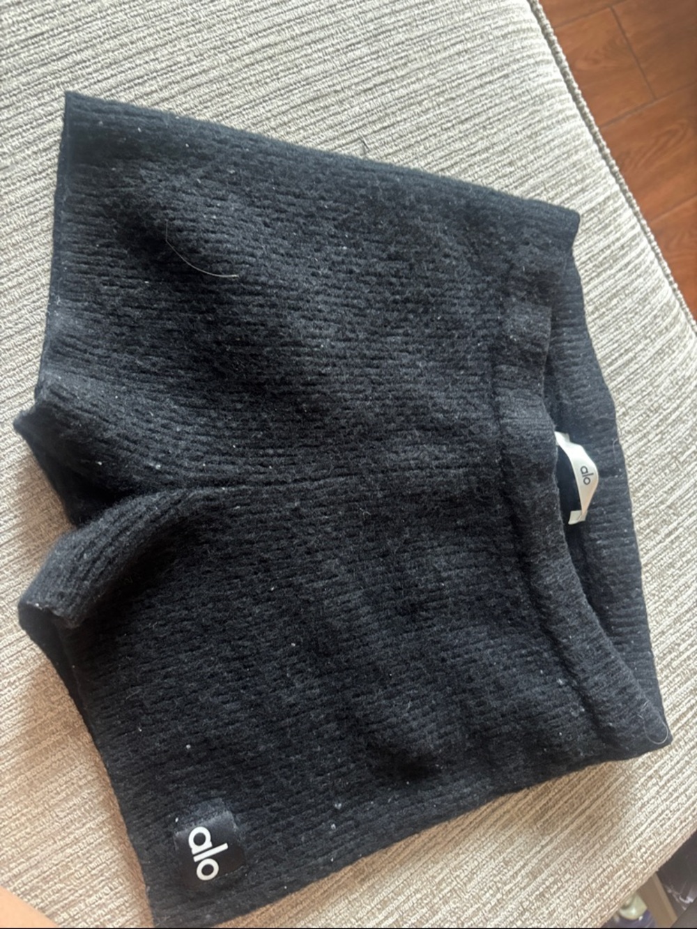 ALO Yoga Black Knit Bike Shorts